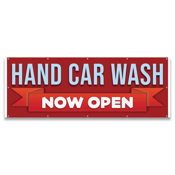 Signmission Hand Car Wash Now Open Banner Concession Stand Food Truck Single Sided B-120-30080 - main